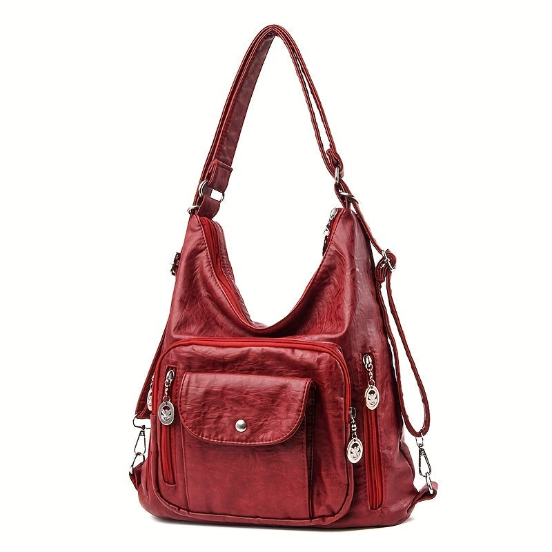 Francesca | Multi-Pocket Leather Shoulder Bag