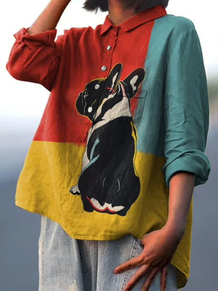 Emilia | Color Block Bulldog Shirt
