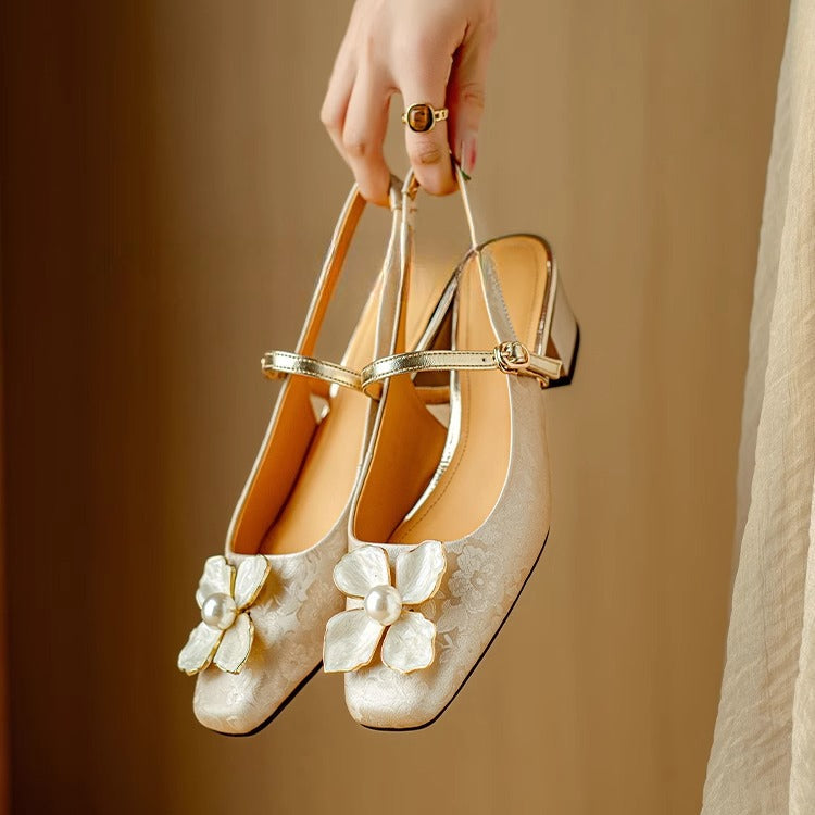Florina | Pearl Blossom Slingback Heels