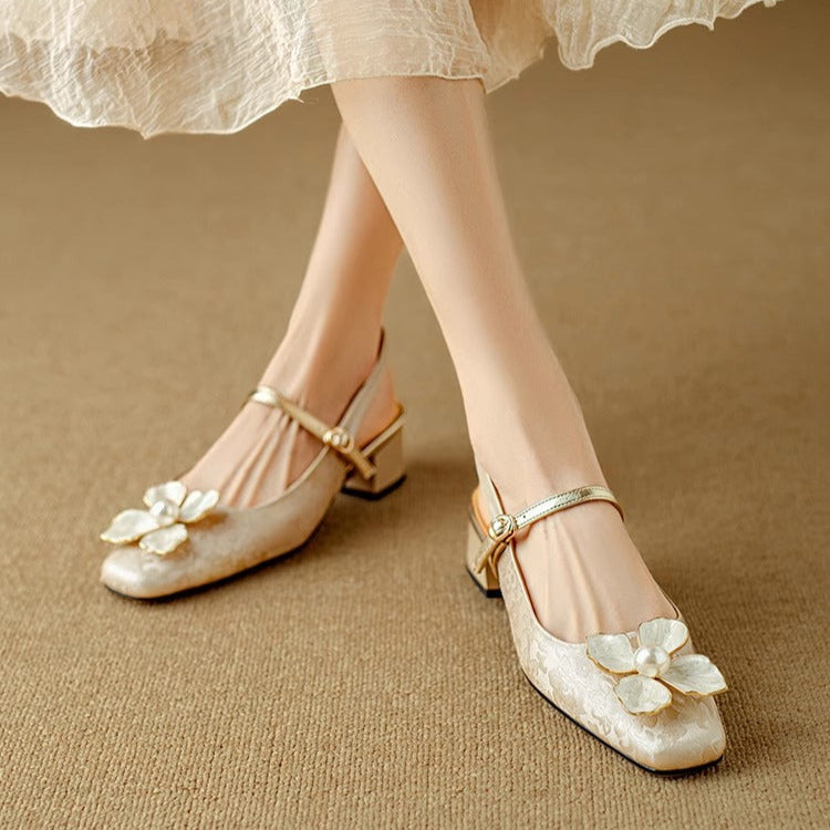 Florina | Pearl Blossom Slingback Heels