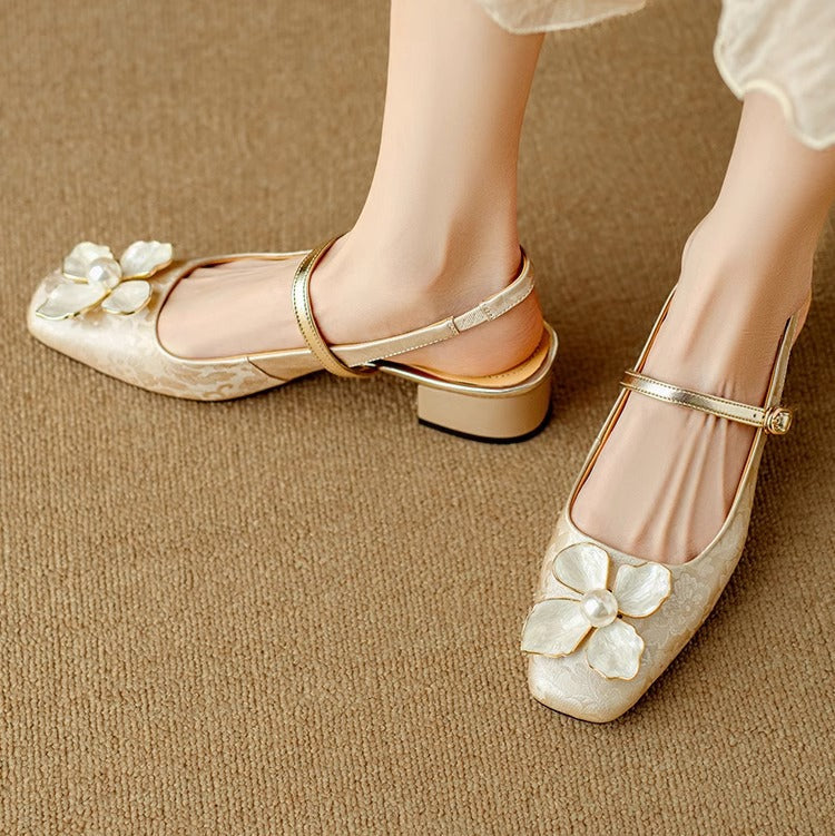 Florina | Pearl Blossom Slingback Heels