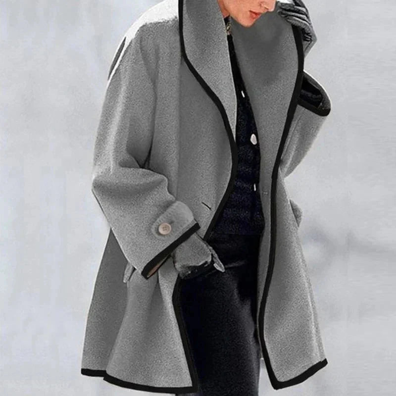 Selene | Contrast Trim Wool Coat