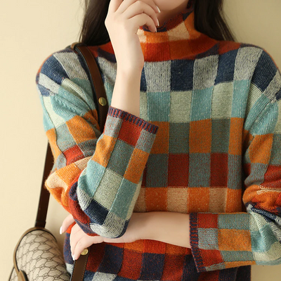 Celestia | Checkered Knit Sweater