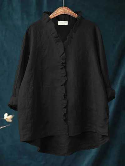 Dianarra | Ruffled Cotton-Linen Shirt