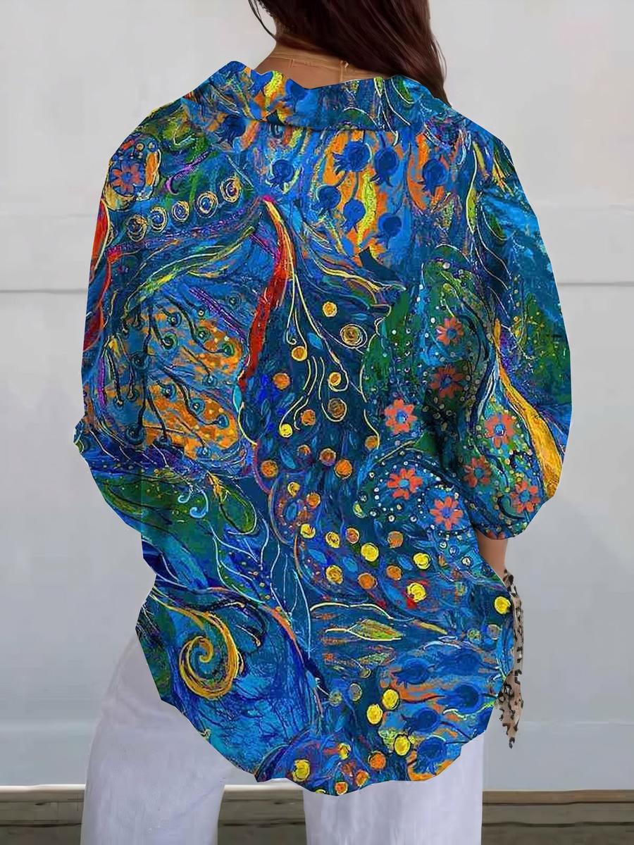 Maja | Artistic Print Button-Up Shirt