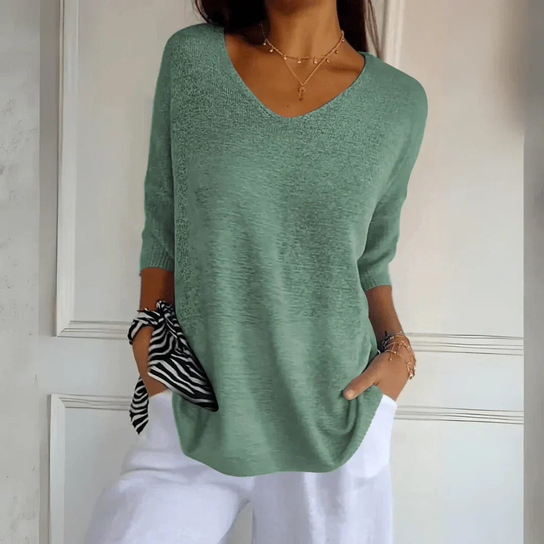 Fleur | Relaxed V-Neck Sweater