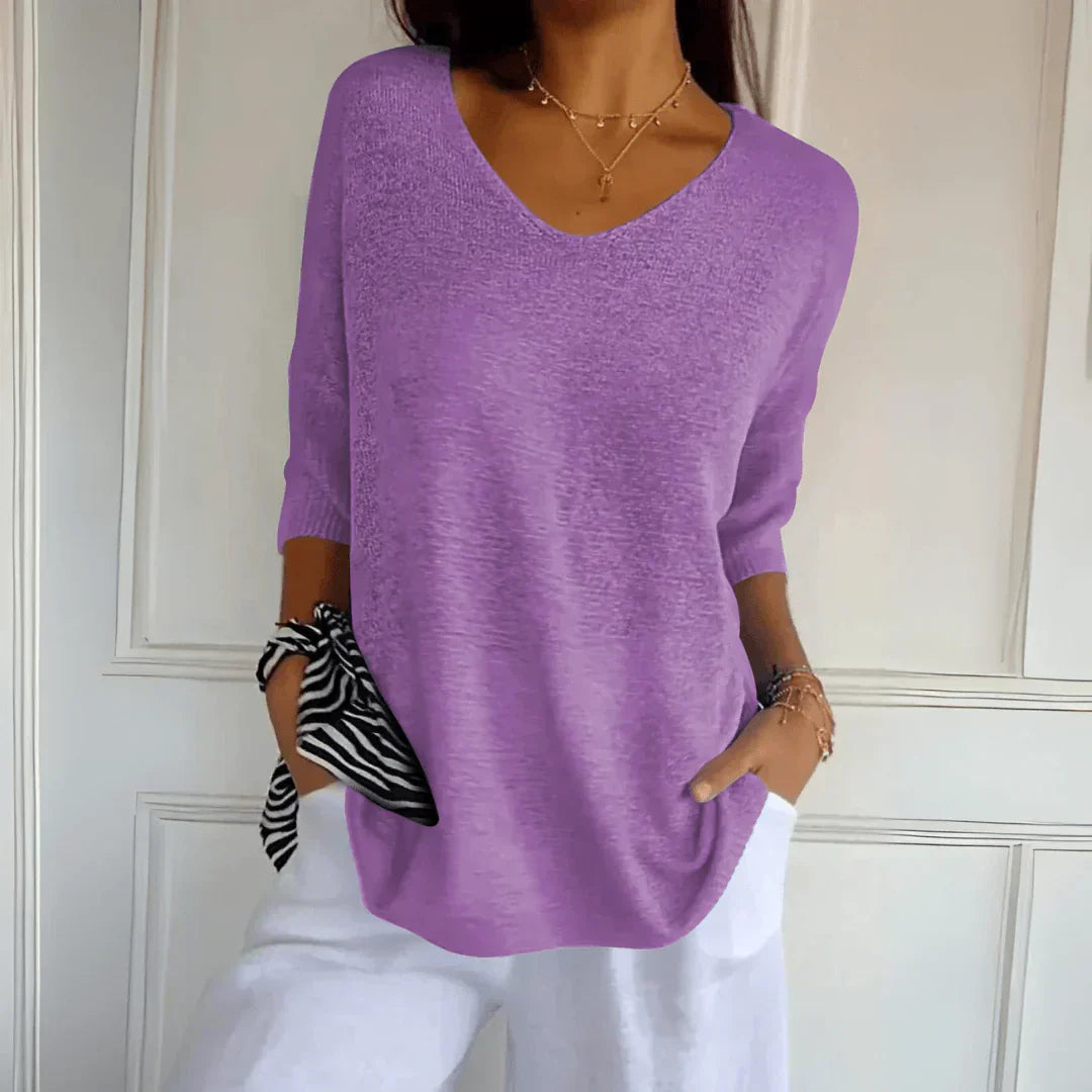 Fleur | Relaxed V-Neck Sweater