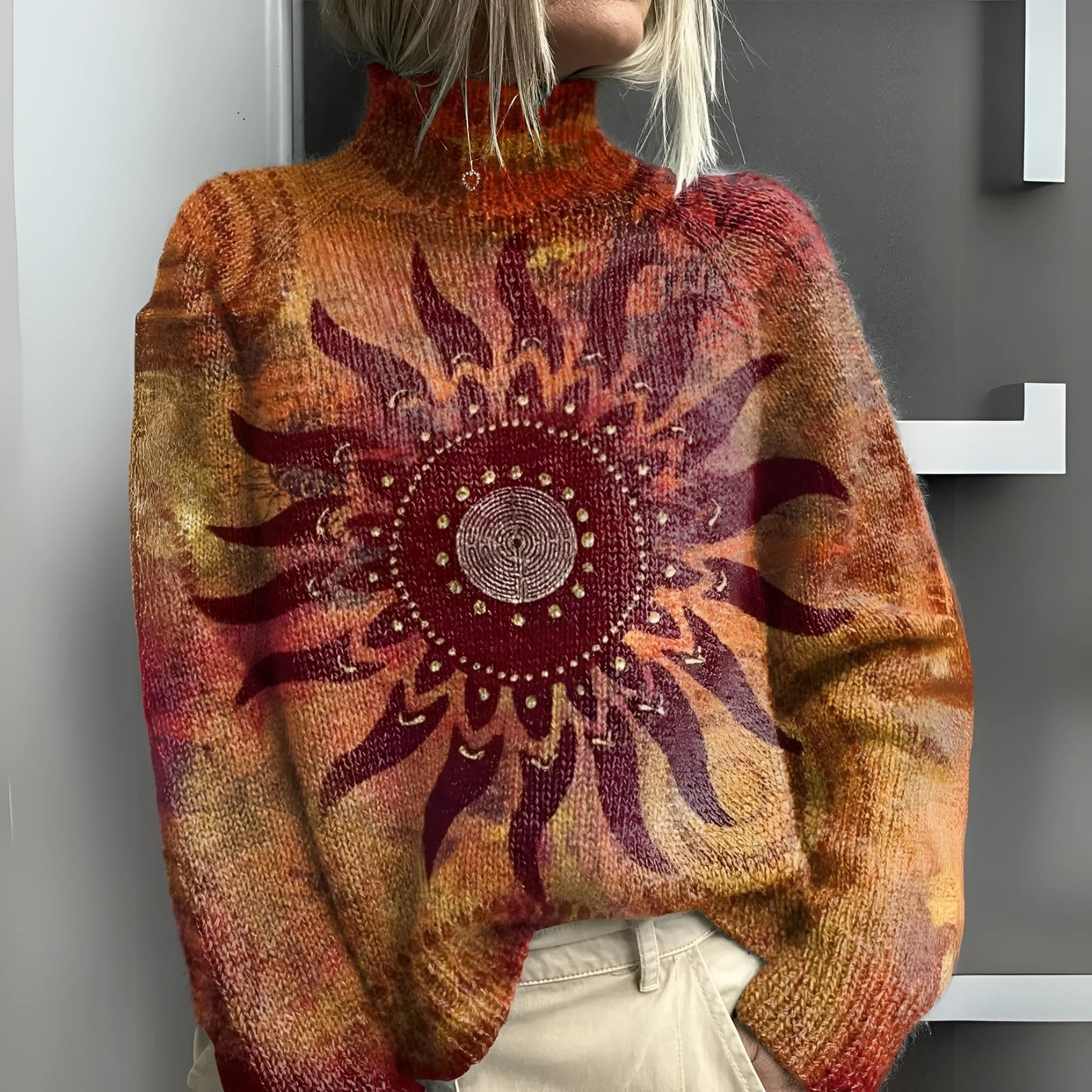 Arla | Sunflower Graphic Knit Sweater
