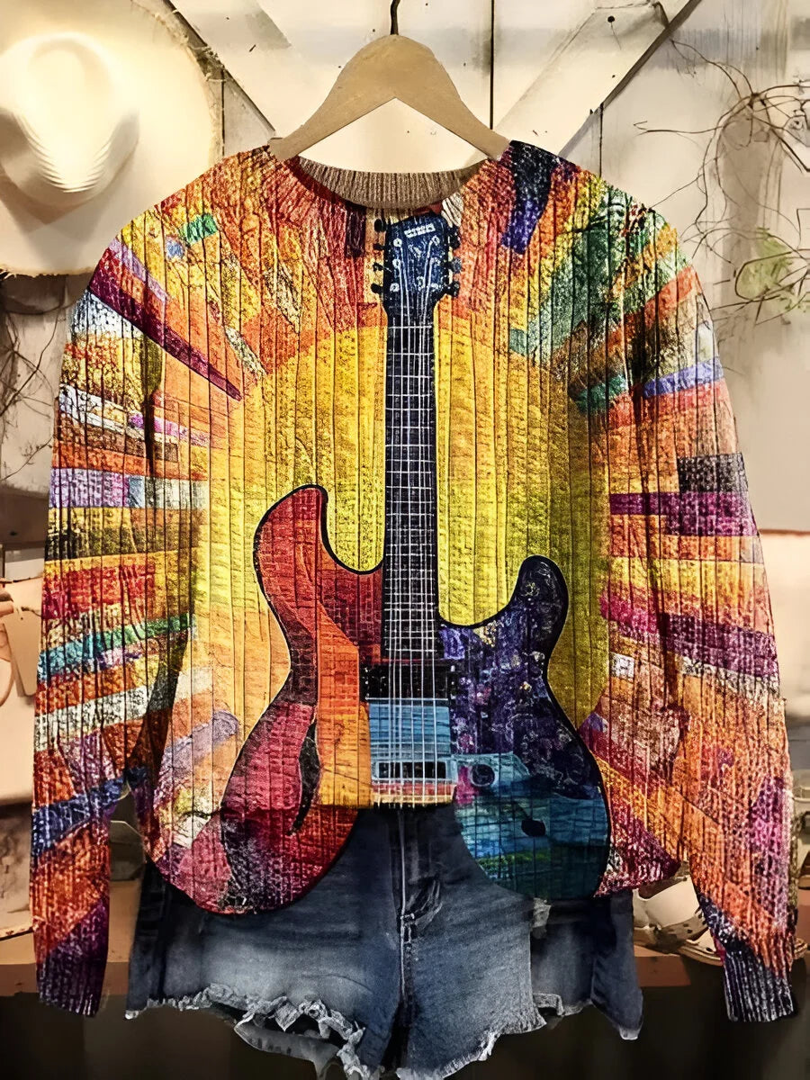 Avery | Guitar Sunburst Quilted Sweater