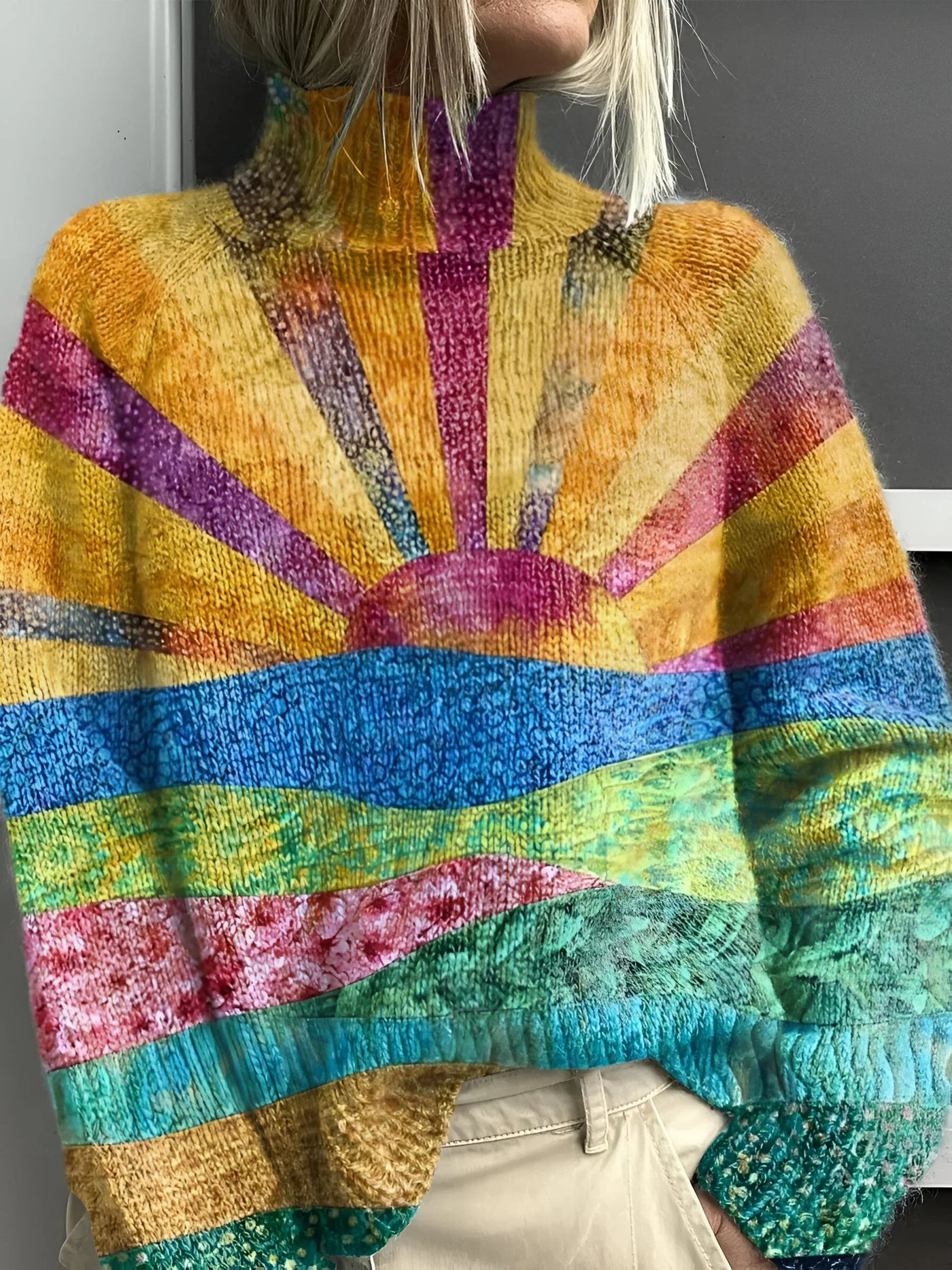 Ashley | Sunburst Color Block Knit Sweater