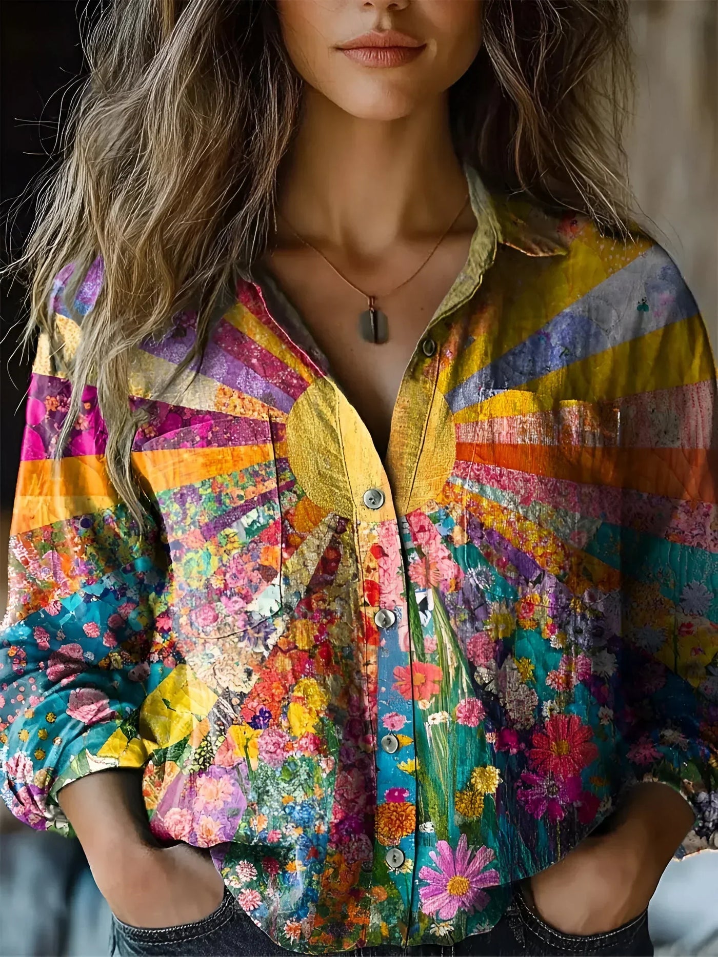 Aria | Sunburst Floral Print Shirt