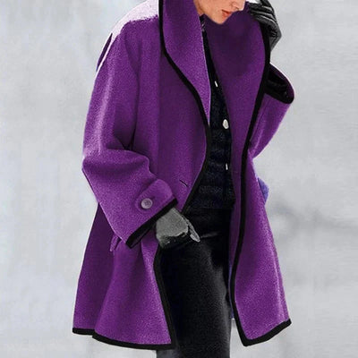 Selene | Contrast Trim Wool Coat