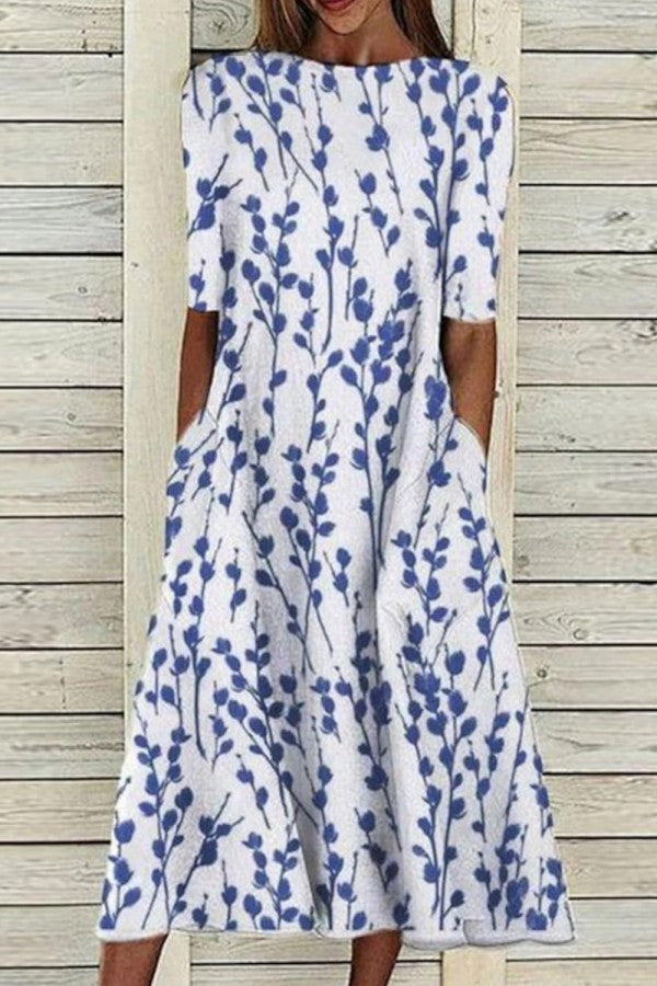 Hailey | Round Neck Midi Sleeve Dress