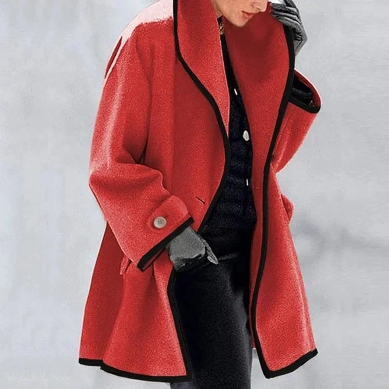 Selene | Contrast Trim Wool Coat