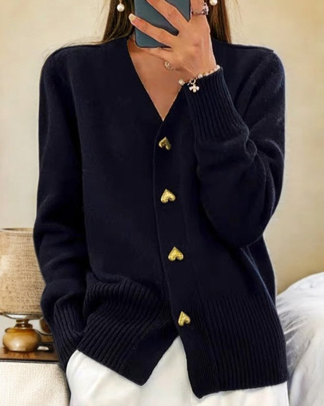 Amaya | Heart Button Sweater