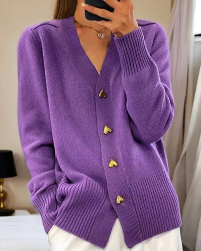 Amaya | Heart Button Sweater