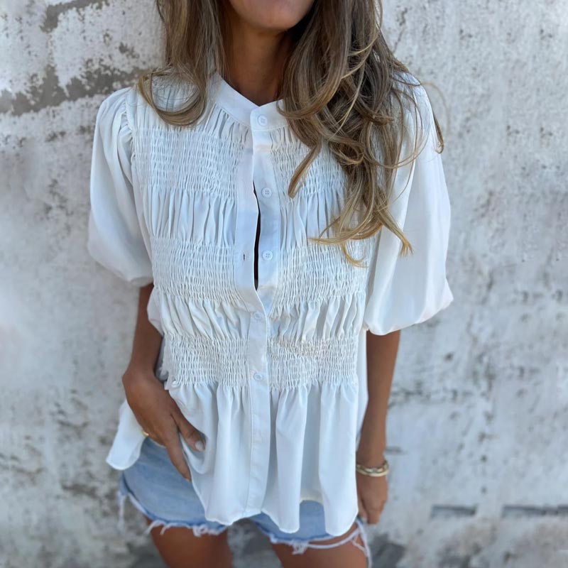 Fabiola | Pleated Red Blouse