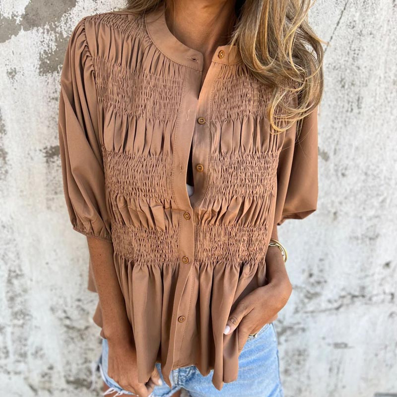 Fabiola | Pleated Red Blouse