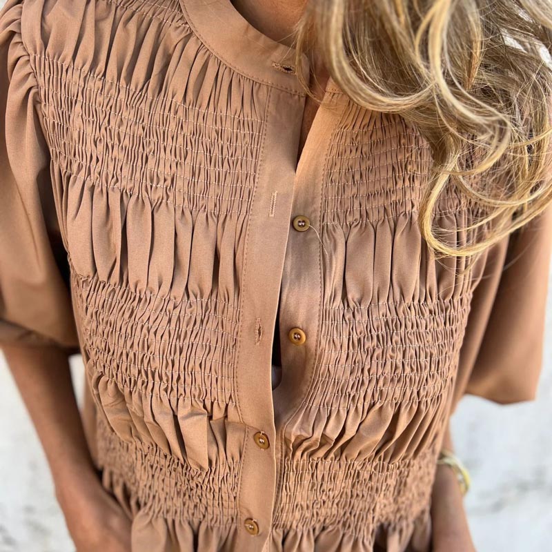 Fabiola | Pleated Red Blouse