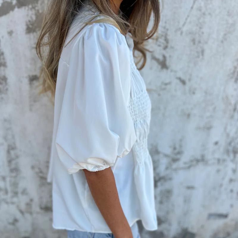 Fabiola | Pleated Red Blouse