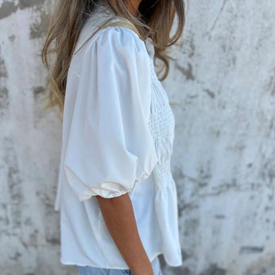 Fabiola | Pleated Red Blouse