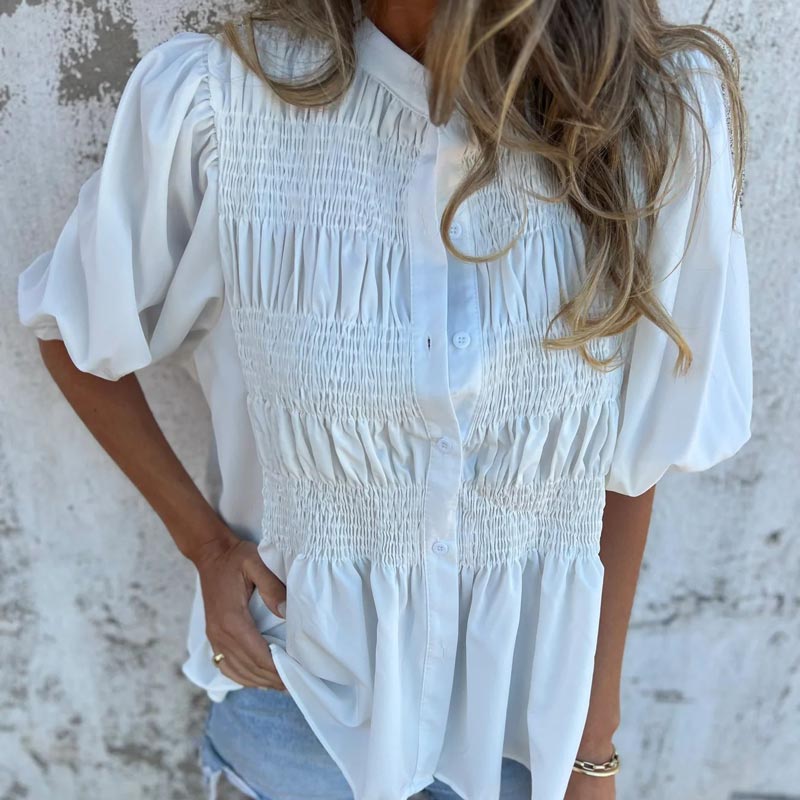 Fabiola | Pleated Red Blouse
