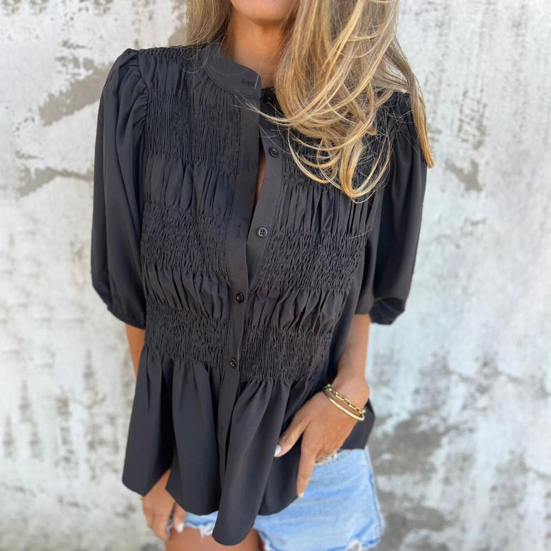 Fabiola | Pleated Red Blouse