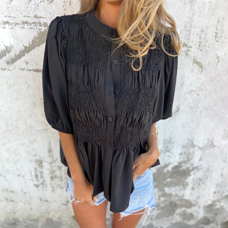 Fabiola | Pleated Red Blouse