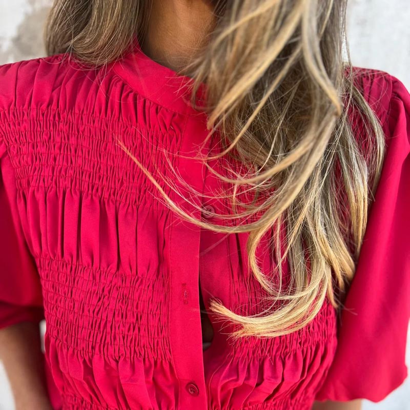 Fabiola | Pleated Red Blouse