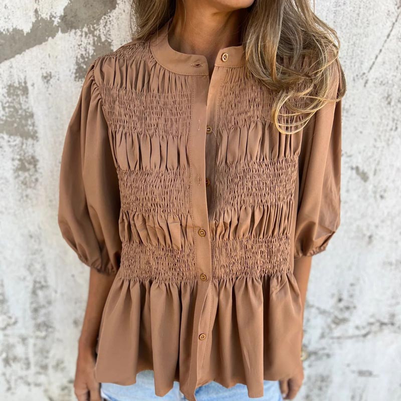 Fabiola | Pleated Red Blouse