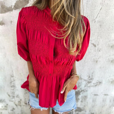 Fabiola | Pleated Red Blouse