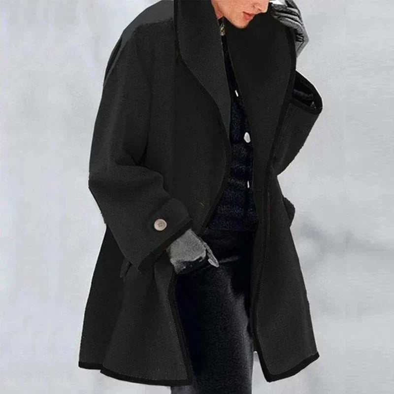 Selene | Contrast Trim Wool Coat